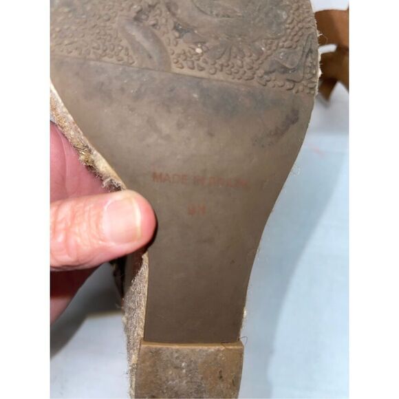 Madison Harding Espadrille Brown Leather Wedges Size 9 A36‎ - Picture 8 of 8